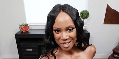 Sensational August Skye uses her tits to seduce a BWC