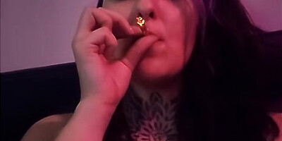Smoking A Joint With New Piercings