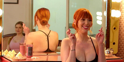Busty redhead MILF's nuru session with a teen couple