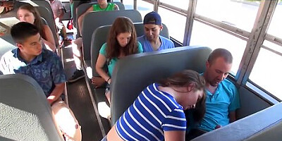 Horny students fuck on the school bus