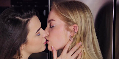 Hayli Sanders and Bella Spark are wearing lingerie and CUMMING