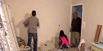 Lucianna Karel - Sexy Girl Gets Railed By Workers Huge Dick And Cumshot