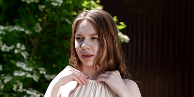 Astonishing hottie Lana Rose is lying on the grass and touching her hole