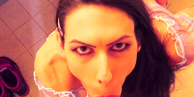 Skinny brunette gets fucked hard in front of the mirror