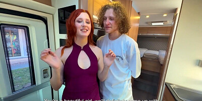 Ginger Cherry Crush Pounded Hard by RV Driver Inside the Rocking BangVan