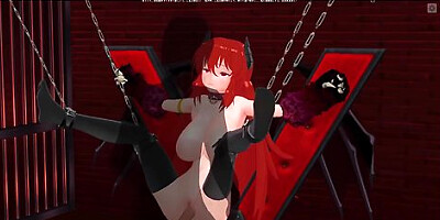 Succubus in the basement luring her victim into dark desires