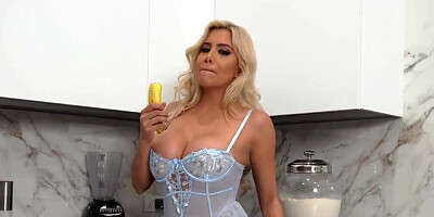 Blonde bombshell MILF summons a fat cock in her slick cunt