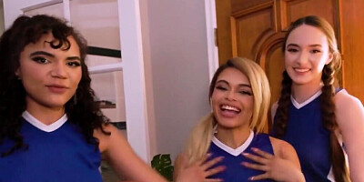 Three basketball babes are having sex with a big penis