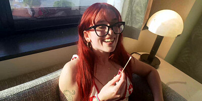 Cali Rose wearing her glasses while taking on a BWC