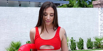 Skinny brunette seduces him and asks for a reward