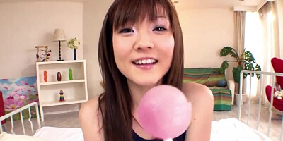 Japanese babe is teased before giving a POV blowjbo