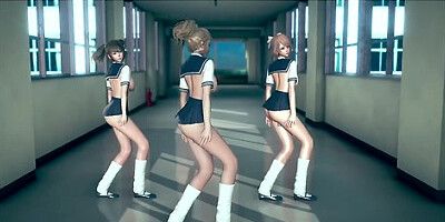 Dripping Cute Girls In Slut Uniform With Dildos Sexy Dance Mmd - Hentai Anime