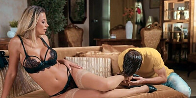 Busty MILF Shalina Devine rides and fucks on the sofa