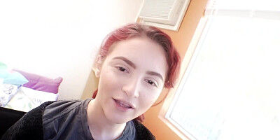 Behind the scene footage with a petite redhead