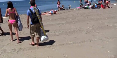 Crazy student group sex by the sea