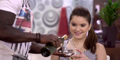 Huge black tool spreads white pussy apart