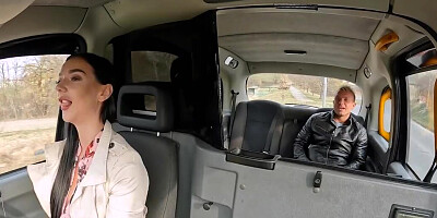Female taxi driver ends up fucking the muscular passenger
