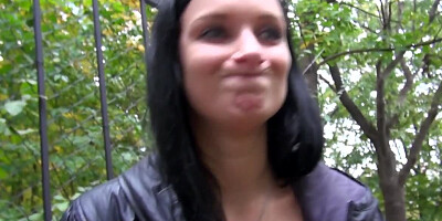 Amateur brunette lady is eager to suck a cock in public