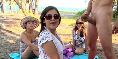 Slutty girl blows a complete stranger on the beach