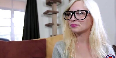 Cutie Petite Blonde teen Piper gets filled of cream inside her pussy