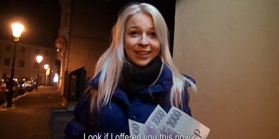 Czech hottie flashed and fucked for cash