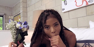 Astonishing black girl is fucking with a gifted white dude