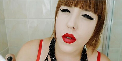 Close-Up Smoking with Red Lips and a Cigarette