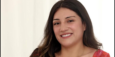 Adorable brunette Latina pulled by the hair and GAPED