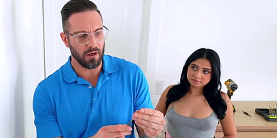 Kitchen fuck with a submissive teen who wants daddy's dick
