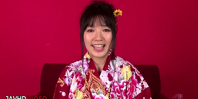 Chiharu seduces in kimono with passionate JAV scene