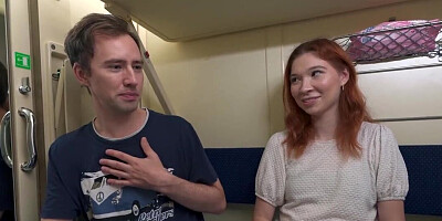 Redheaded Russian hoe takes hard dick on the train