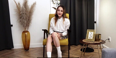 Somewhat awkward Russian girl showing her hot body
