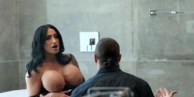 Big boobies brunette explores her sexual options