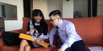 Classmate Helps With Lessons And Pesters Her With An Offer Of Sex In A Small Ass