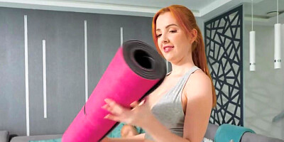 Redheaded girl with big knockers takes it sideways as well