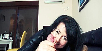 Leather Milf Fucked And Cummed!