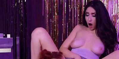 Girls put on a show as they lick pussy in the bathroom