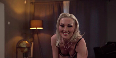 Tight blondie with black panties on enjoys hard banging