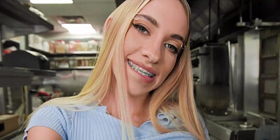 Blonde girl is going to get fucked in the ass by a CHEF