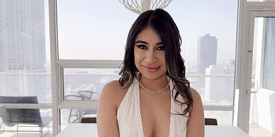 Curvy brunette in white gets fucked in a savage POV movie