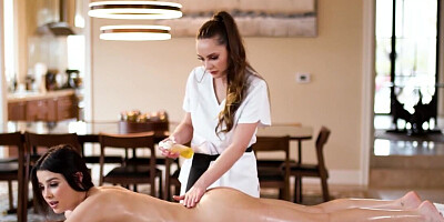 Massage fucking with two girls who get pretty freaky