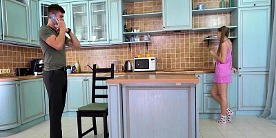 A Young Beautiful Couple Is Having Sex In The Kitchen