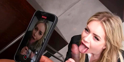 Realtor babe ends up taking his black cock in her mouth