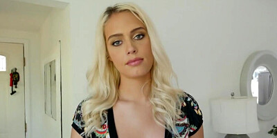 Blonde with a cute face just seduces and fucks him