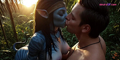 Avatar honeys gulps monster trunk deep in Pandora jungle