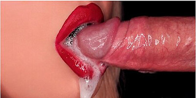 Close Up: Sensual Red Lips Make Your Cock Pulsating Cum In Mouth! Best Real Sloppy Blowjob 4k Asmr