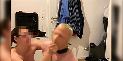 Sensual breathplay and deepthroat training in bondage
