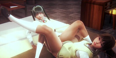 Lesbian After School Scissoring On Bed