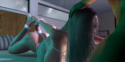 3D Asian bondage with intense face fucking