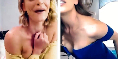 Cougar eyeing daughter-in-law milking